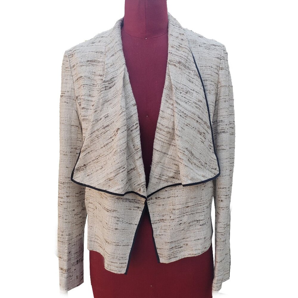 J Crew Collection Blazer Beige Silk Boucle Short Unlined 4